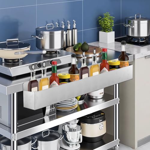 Image of 2 PCS 32 Inch Single Speed Rail Stainless Steel Liquor Bottle Holder Wall Mounted Spray Bottle Rack Drink Rail Shelf for Bars, Restaurants