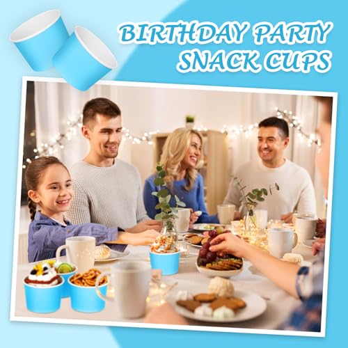 Image of Nuenen 300 Pcs 8 oz Summer Ice Cream Paper Cups Bulk Disposable Dessert Cups Solid Color Paper Dessert Bowls for Snack Sundae Spring Party Favors Ice Cream Bar Supplies (Blue)