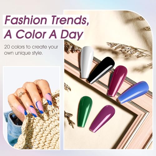 Image of ROSALIND 24pcs Gel Polish Set with 4 Bottles of Base and Glossy Matte Glitter Top Coat Brown Purple Gel Nail Set Suitable for All Seasons