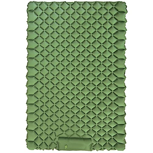 Filoto Double Sleeping Pad, Camping Mattress 2 Person, Inflatable Camping Pads Tent Mattress with Foot Pump for Adults, Backpacking, Car Camping, Hiking, Cot, Truck(Army Green)