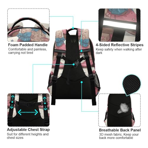 Cowgirl Pink Boots Large School Backpacks with Chest Strap for Boys Girls Students,Lightweight Bookbags 17 Inch, Portable Casual Daypack Bags4