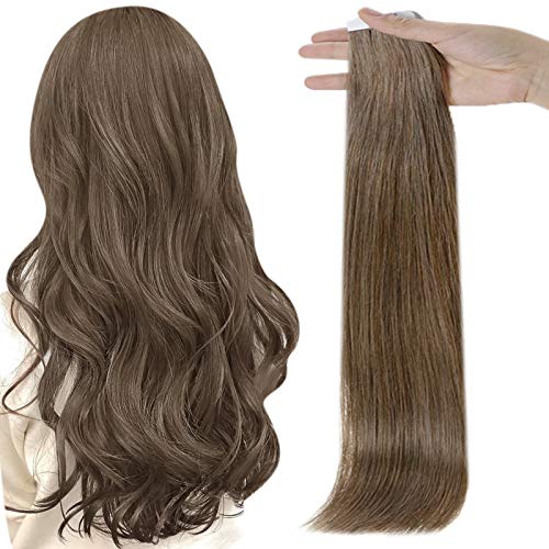 Tape Hair Extension 20 Inch Color 8 Ash Brown Skin Weft Tape in Hair Extensions 50 Gram 20 Pieces Real Tape in Hair Extensions Human Hair
