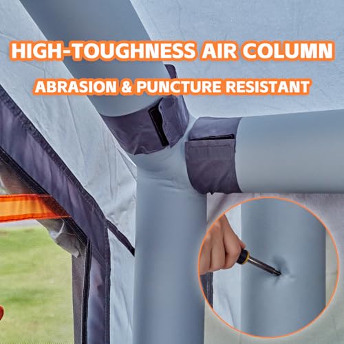 Image of Inflatable Tents for Camping,Easy Blow Up Tent with Hand Pump,4 Seasons Waterproof Air Inflatable Camping Tent House for Family Weekend Camping
