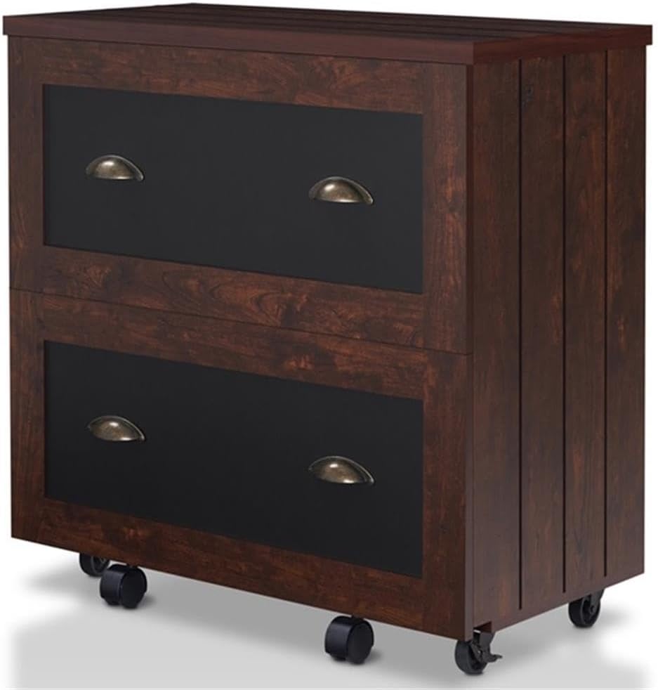 Furniture of America Waterford Wood 2-Drawer File Cabinet in Vintage Walnut