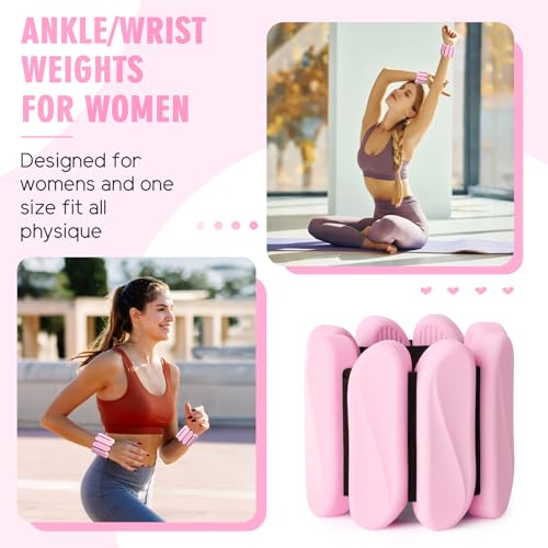 Image of Wrist Weights, 2Pack Wearable Wrist Ankle Weights for Women and Men, Adjustable Silicone Arm and Leg Wrist Bracelets for Walking, Yoga, Pilates and Gym, 2lb