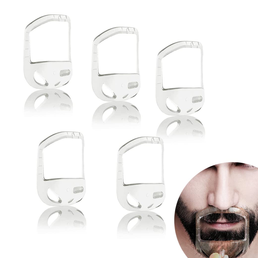 5PCS Transparent Beard Shaper Styling Tool Different Sizes Facial Hair Trimming Guide Grooming Shaper Hair Lineup Tool For Man,Beauty