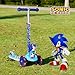 Sonic The Hedgehog 3D Kick Scooter for Kids, Self-Balancing 3 Wheeled Light Up Scooter with Extra Wide Anti-Slip Deck, Rear Brake, Lean to Steer, Lightweight Design, for Kids 3 and up, 75 LB Limit