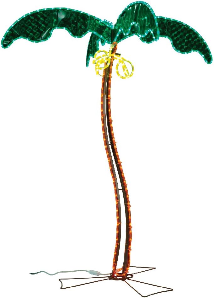 5-Feet Decorative Lighted Palm Tree - Holographic Rope Light for Indoor and Outdoor Use