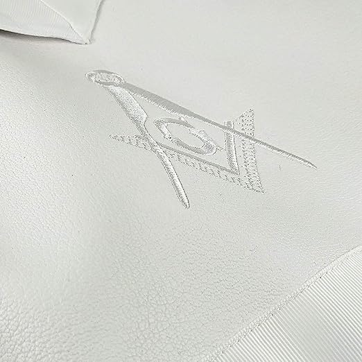 master mason white embroidered apron white ribbon border 14x16