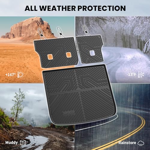 Image of LASFIT Cargo Mat for Jeep Cherokee 2014-2018 | All Weather, TPE, Custom Fit, Trunk Seat Back Mat, Rear Backrest Protectors, Cargo Liner, Black