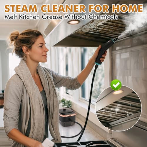 Image of Steam Cleaner, Portable Steamer for Cleaning with 16pcs Accessories, 15s Heat-Up & 3-Level Adjustable, Handheld Steam Cleaner for Home, Bed Bugs, Floor, Grout, Tile, Grease & Car Detailing