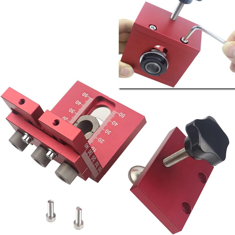 RUNAAJA Pocket Hole Jig Kit Carpentry Tools and Accessories with Clamp Aluminum Carpentry Woodworking DIY Drill Tools for Woodworking