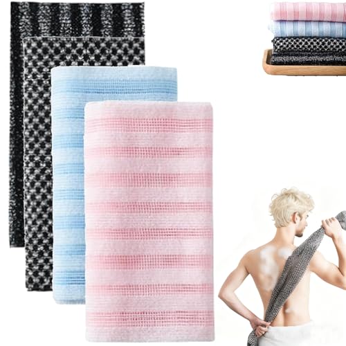 Serviette De Douche Exfoliante Ecovia, Ecovia Gant De Toilette Exfoliant Doux Pour Le Dos, IdéAl Pour Les Voyages, SéChage Rapide Et RéSistant, Pour Hommes Et Femmes (4 pièces-Mix)