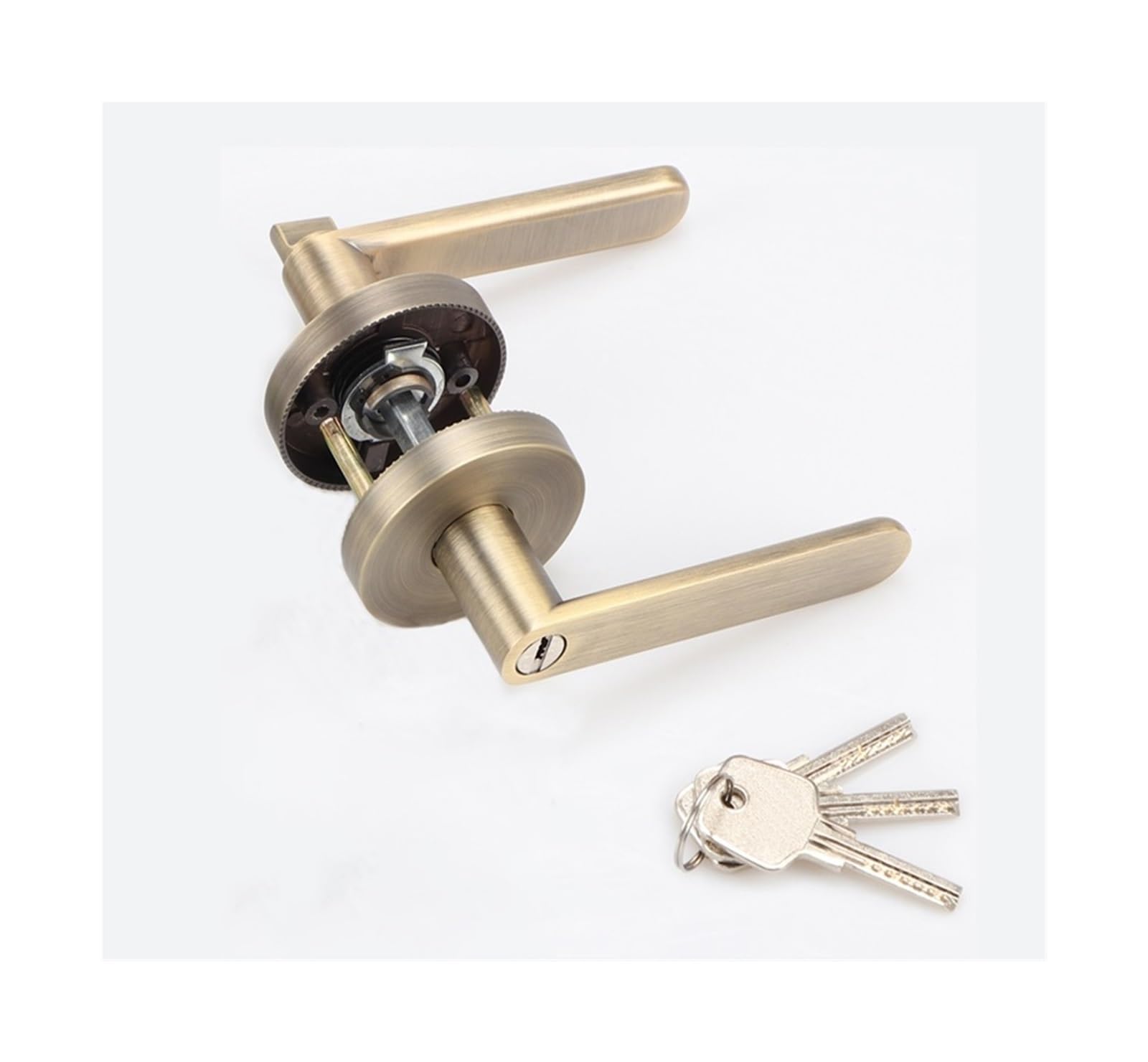 SJLOYNWQ Interior Door Lock Three-Pole Handle(Bronze - with Key)