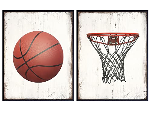 Basketball Wall Art Prints Set - 8x10 Vintage Home Decor Photos - Unique Gift for Men, Teens, Kobe Bryant, Michael Jordan, Lebron James, Sports Fan - Decoration for Boys Room, Bedroom, Game Room, Den