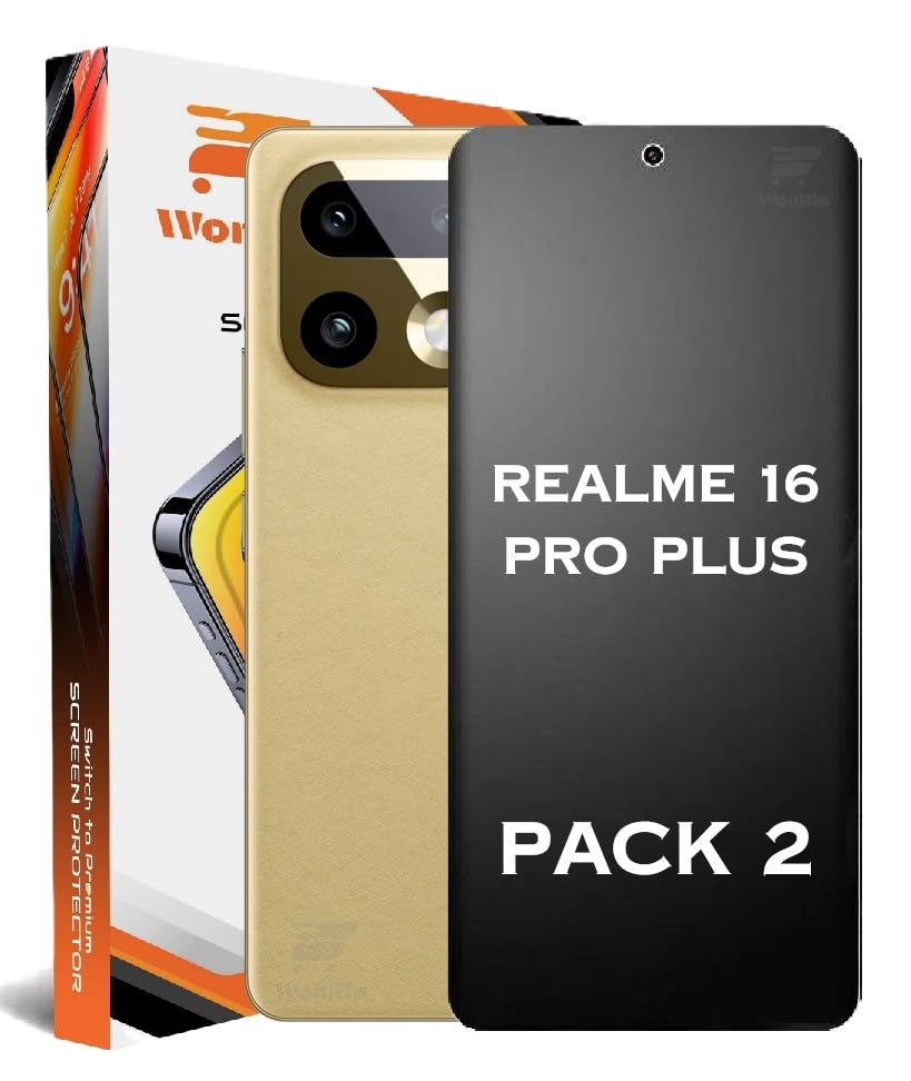 Image of WonRia Pack 2 - Matte Screen Guard Protector Compatible with Realme 16 Pro Plus 5G Unbreakable Membrane | Flexible TPU Matte Film | Edge to Edge Installation Kit | Transparent