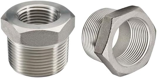 Beduan Stainless Steel Reducer Hex Bushing, 1" Male NPT to 1/4" Female NPT, Reducing Cast Pipe Adapter Fitting(Pack of 2)
