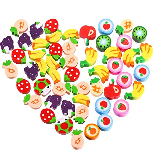 100 Pieces Mini Fruit Erasers Assortment, Colorful Grape, Fruit and Strawberry Assorted Eraser Mini Novelty Fruit Erasers for Party Favors, Homework Rewards, Gift Filling (Style 3, 100 Pieces)
