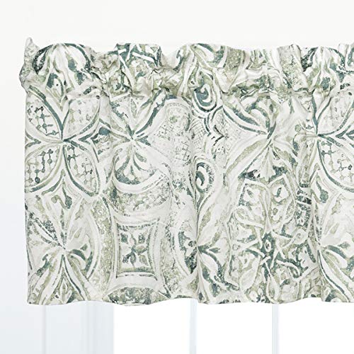 C&F Home Irina Cotton Window Treatment Curtain Valance Green And White Damask 15.5" X 72" Curtains For Window Living Dining Bedroom Kitchen Premium Window Valance Valance Single Green #TOP1