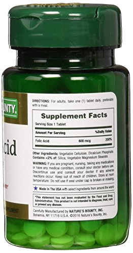 Nature'S Bounty 273538 Folic Acid 800 Mcg Tablets Maximum Strength 250 Ea thumb #2