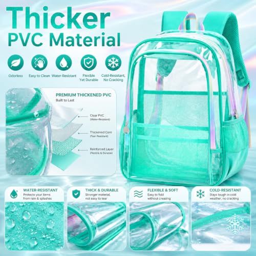 Image of AGSDON Clear Backpack, Heavy Duty Transparent Bookbag, See Through PVC Backpacks for Women Men