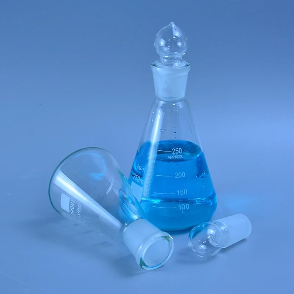 Botella de vidrio de borosilicato, Matraz Erlenmeyer de vidrio con tapa 24/29, 50-5000 ml, for laboratorio(2000ml)