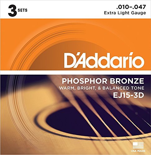 CUERDAS GUITARRA ACUSTICA - D´Addario (EJ/15/3D) Extra Lite 3D (Juego Completo 010/047)
