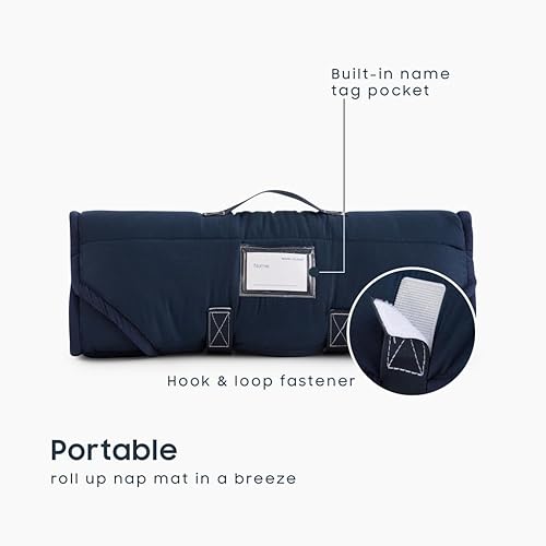 Miniatura 9 de Wake In Cloud - Tapete para siesta lila con almohada para niños y niñas, apto para cuna de preescolar con correas elásticas en las esquinas, color