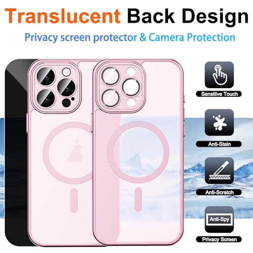 Image of for iPhone 14 Pro Case with Privacy Screen Protector, Pink