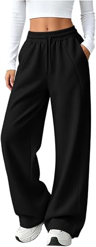Baggy Sweatpants for Women Comfy Loose Fit Elastic Waist Wid