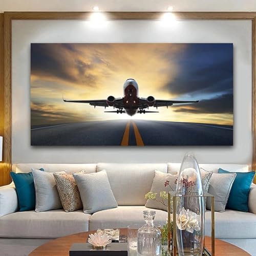 Décoration salon vintage pour réveiller un mur blanc avec une toile d'avion rétro