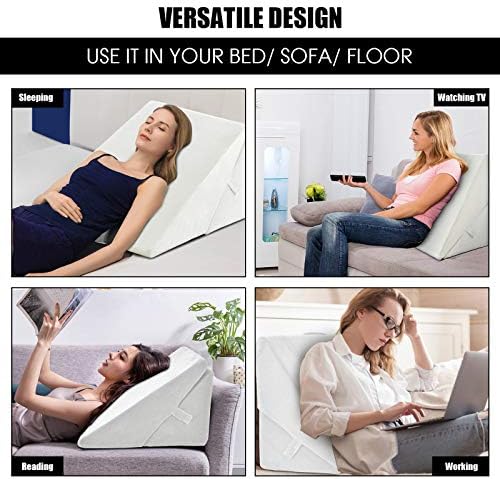 COSTWAY Wedge Pillow, Folding Adjustable Memory Foam Incline Cushion System with Washable Cover, Bed Leg Back Rest Support Pillow for Post Surgery, Reading, Sleeping, Relieving Pain (Cream White)