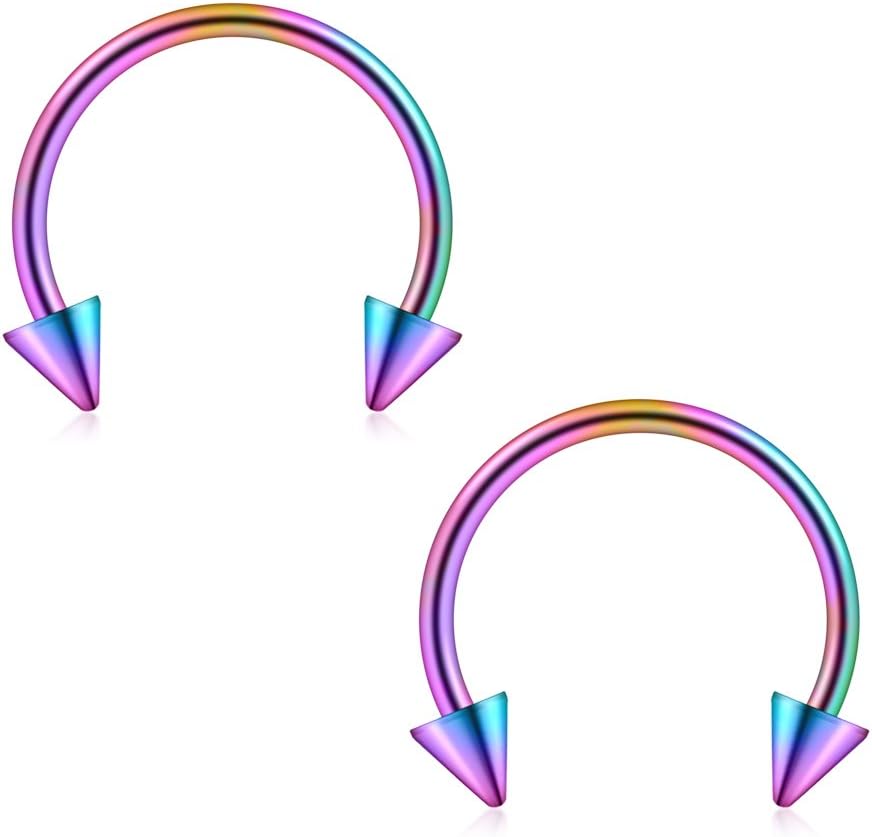 Ruifan 316L Surgical Steel CBR Horseshoe Circular Rings Nose Eyebrow Tragus Lip Ear Hoop Ring Piercing 20G 8MM 10MM 12-24PCS - Image 5