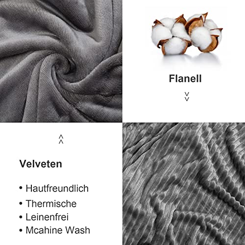 ZONLI Beheizte Heizdecke -Elektrische Heizdecke mit 4 Heizstufen & 6H Auto Off，Maschinenwaschbar Weiche Flanell Heizdecke für Schlafzimmer Büro Couch ，ETL Certified，Grau, 130× 180CM - 6