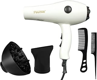 Hair Dryer, Quiet Design, Customizable Settings, Overheat Protection, Politon Fast Drying, 5000 W, PT, V4, 5000.0 W, White