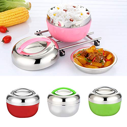 Bento Box,Food Container,Lunch Box,YESZ 0.8L Stainless Steel Dual-Layer Portable Vacuum Thermal Lunch Bento Storage Box - Random Color