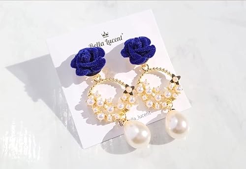 Miniatura 3 de Bella Lucent Rose Flower Unique Dangle Drop Bling Stylish Earrings for Women, Party Daily Festival Jewelry Gift, Handmade, Nickel Free