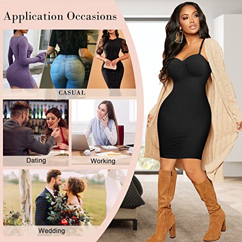 Nebility Shapewear Slip For Women Under Dresses Strapless Body Shaper Tummy Control Slips Seamless Underskirts(M/L,Black) #TOP5