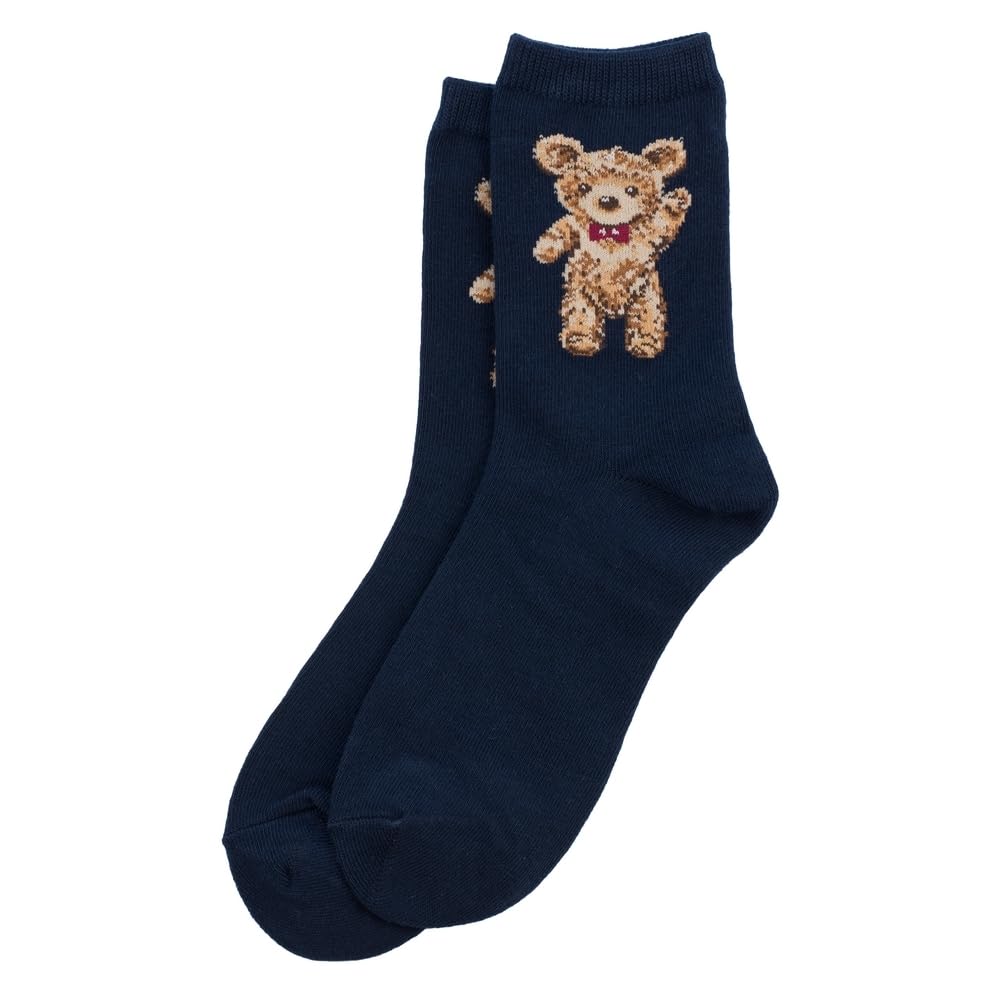 Joe Cool Unisex Blue Socks Cotton & Spandex Teddy Bear Navy