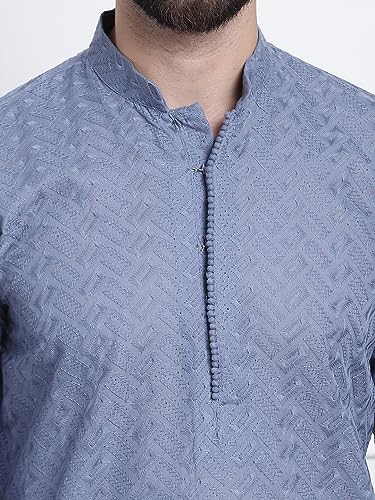 Image of SOJANYA Elegant Pastel Color Embellished Kurta for Men | Minimal Embroidery Festive & Ethnic Wear
