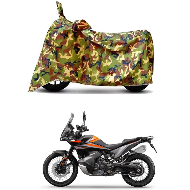 Image of Waterproof 100% PVC Coated Bike Scooty Two Wheeler Body Cover Compatible for KTM 890 Adventure R /UV-Rays /Heat Protection /Birds Dropping /Scratchproof /Dust Proof [6X6 Jungle Print]