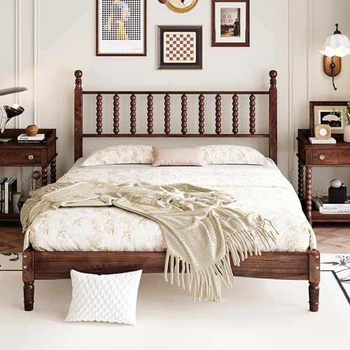 extrasleep Vintage Wood Bed Frame Queen Size with...