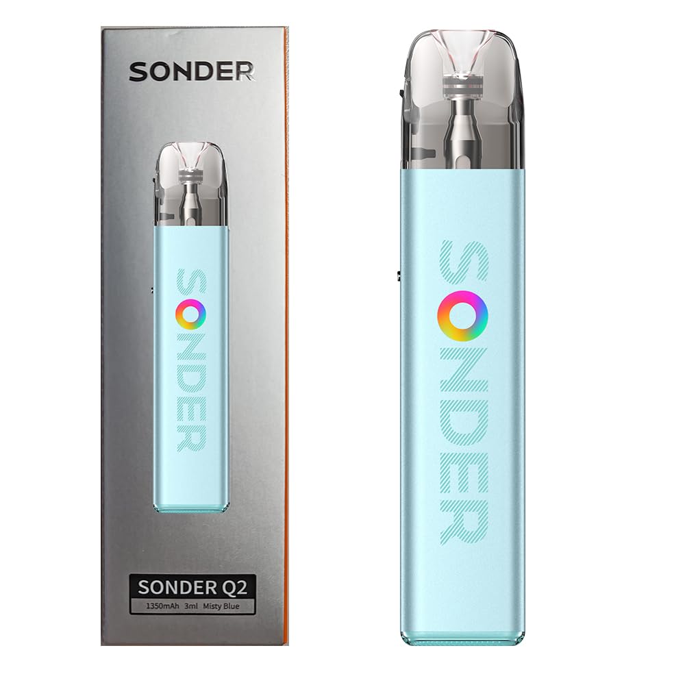 GEEKVAPE Sonder Q 2 Kit Beginner Friendly 1350mAh Built-In Battery 30W Max Output Adjustable Airflow No Nicotine (Misty Blue)