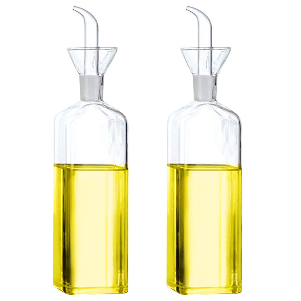 Lanhope Clear Oil Bottle Glass Olive Oil Dispenser Bottle Glass Cooking Oil Vinegar Measuring Dispenser With Spout For Kitchen And Bbq (500Ml/17.6Oz, 2 Pack)