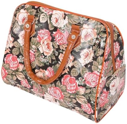 Edwardian Nanny Bag Accessory - Floral Patterned Bag with Zip and Leather-Look Handles - Adults Ladies Womens World Book Day Fancy Dress Costume Accessory