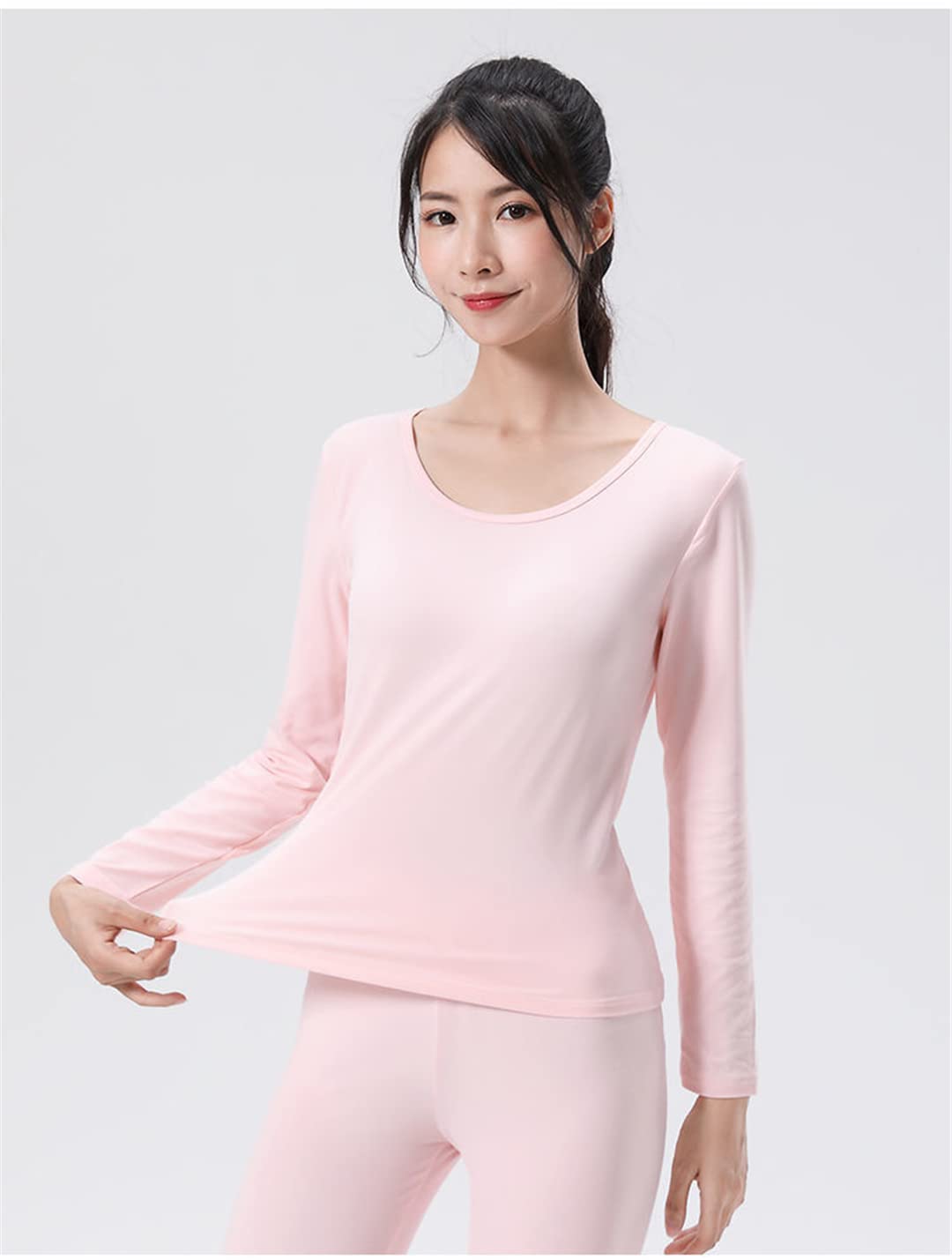 Disimlarl Conjunto de ropa interior térmica para hombre y mujer, rosa, XXL