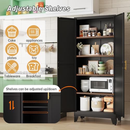 Image of winiowa Metal Pantry Cabinet with 2 Doors and Adjustable Shelves