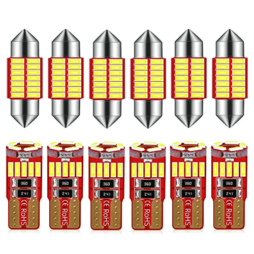 Dodofun 12V 31Mm De3175 3175 De3022 De3021 Festoon And T10 194 168 2825 W5W Led Bulbs Combo Kit Extra Bright 6000K White For U.s.a Car Truck Interiors Map Dome Trunk Cargo License Plate Light 12-Pack #TOP11