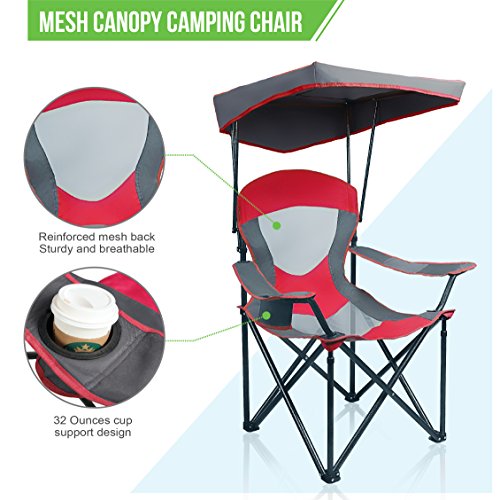 Alpha Camp Mesh Canopy Chair Folding Camping Chair - Red #TOP3