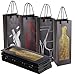 Wine Gift Bags - 12-Pack Premium Wine Bottle Bags - Spirits, Liquor, Champagne Gift Bags with Handles for Anniversary, Birthday, Housewarming, Dinner Party - 4 Foiled Design, 4.7 x 3.7 x 15.5 inches